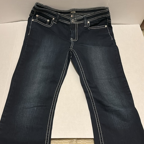 Reba size 12 Rhinestone Studded Dressy Strech Dark Wash boot cut jeans - Picture 3 of 13